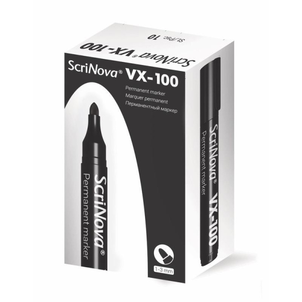 Маркер перманентный ScriNova VX-100 черный (толщина линии 1-3 мм)