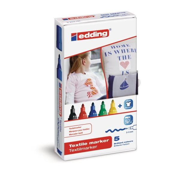 Набор маркеров для ткани Edding E-4500/5s (5 штук)