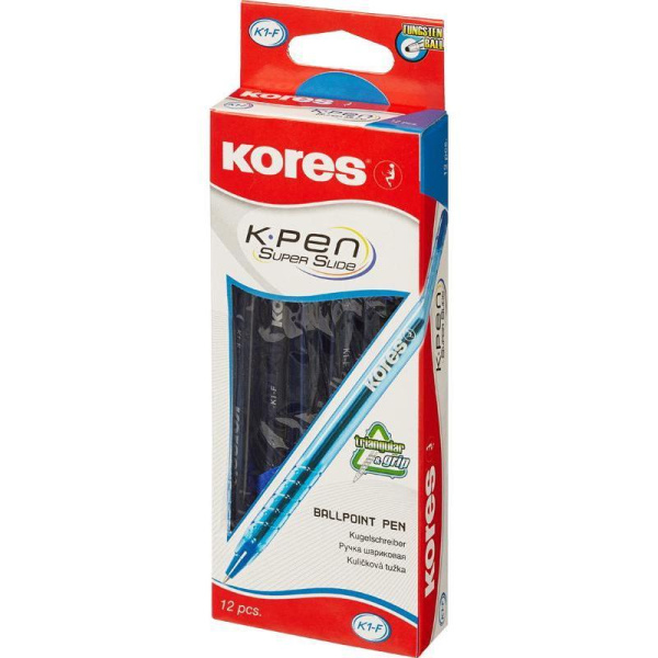 Ручка шариковая Kores K1 трехгранный корпус синяя (толщина линии 0.7 мм)