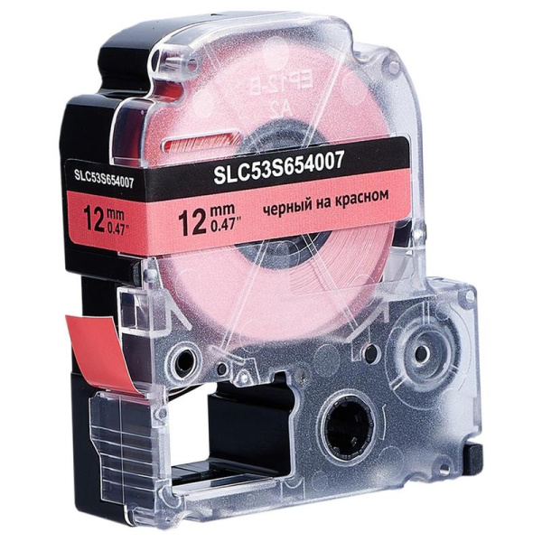 Картридж Sakura S'OK C53S654007 для принтера этикеток Epson (12 мм x  8000 мм,  цвет ленты красный, шрифт черный)
