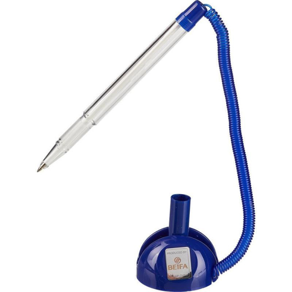 Ручка шариковая на липучке Beifa синяя (синий корпус, толщина линии 0.7 мм)