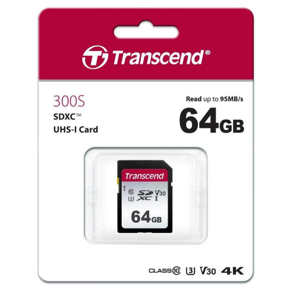 Карта памяти Transcend SDXC 64 Gb Class 3 (U3) (TS64GSDC300S)