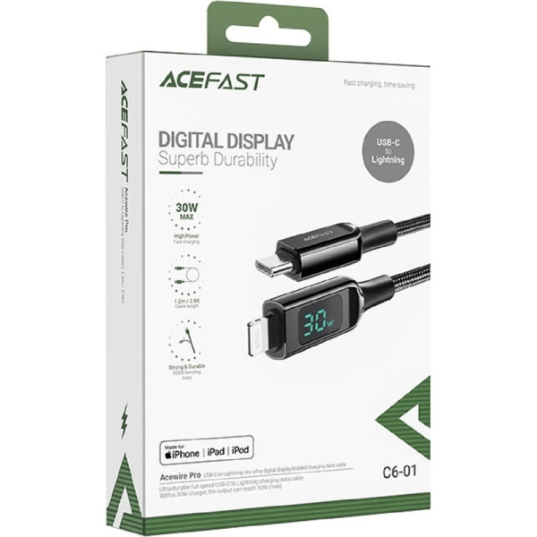 Кабель Acefast C6-01 USB Type-C - Lightning 1.2 метра (AF-C6-01-BK)