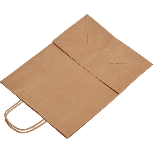 Крафт пакет бумажный коричневый с кручеными ручками 26х35x15 см (250  штук в упаковке)