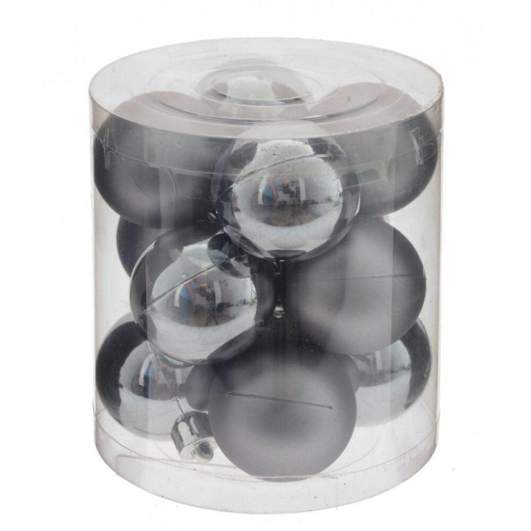 Набор елочных шаров Remeco Collection пластик серебристый (диаметр 4 см,  12 штук в упаковке)