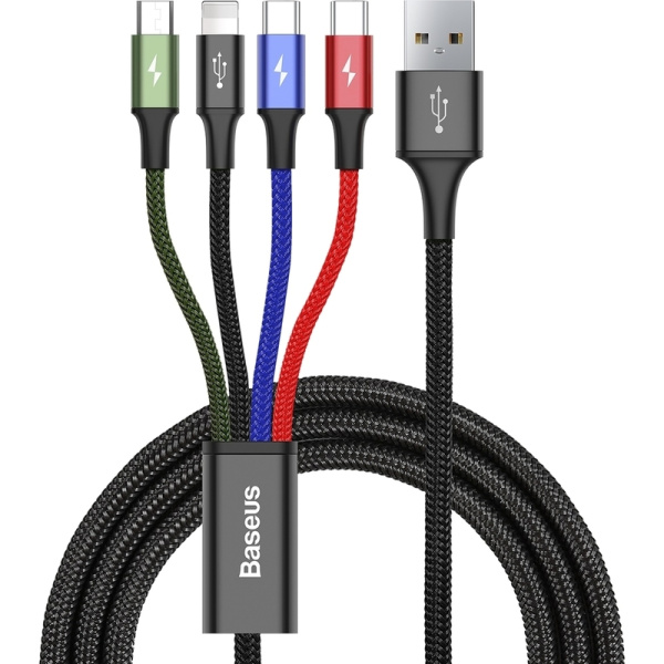 Кабель Baseus USB Type-A - micro USB - USB Type-C - Lightning 1.2 метра  (BAS-CA1T4-B01)