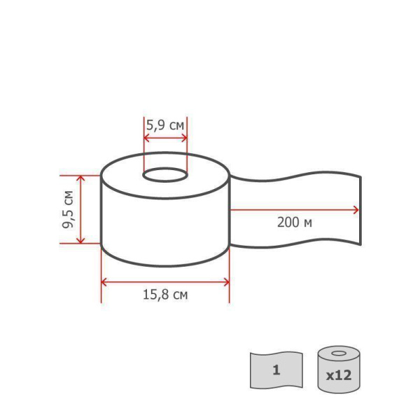 Бумага туалетная в рулонах Tork Universal 1-слойная 12 рулонов по 200 метров (артикул производителя 120197)