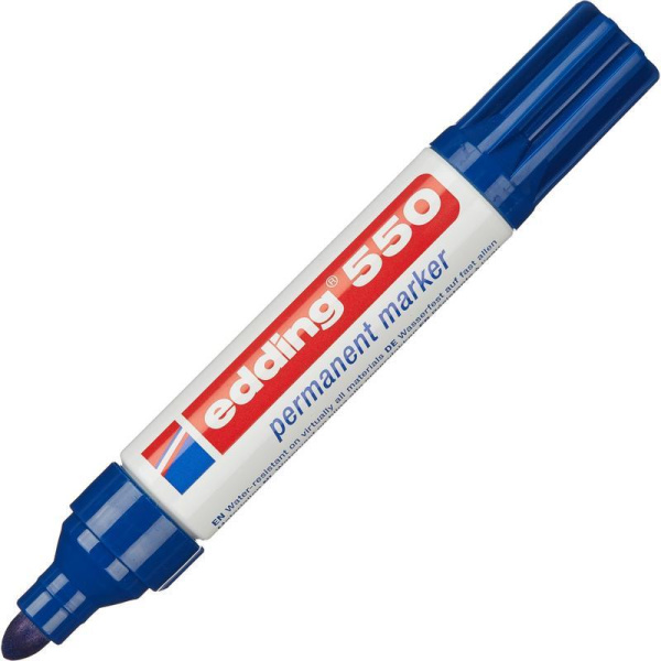 Маркер перманентный Edding 550/3 синий (толщина линии 3-4 мм) круглый наконечник