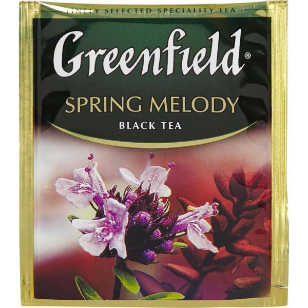 Чай Greenfield Spring Melody черный с ароматом фруктов и душистых  трав 100 пакетиков