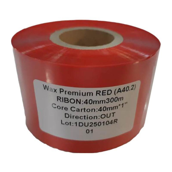 Риббон Wax Premium red 40 мм х 300 м OUT (диаметр втулки 25.4 мм)