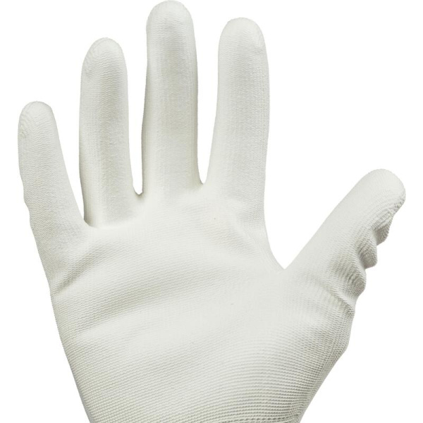 Перчатки рабочие Gward White PU1001 нейлоновые с полиуретановым   покрытием белые (4 нити, 13 класс, размер 8, M, 12 пар в упаковке)