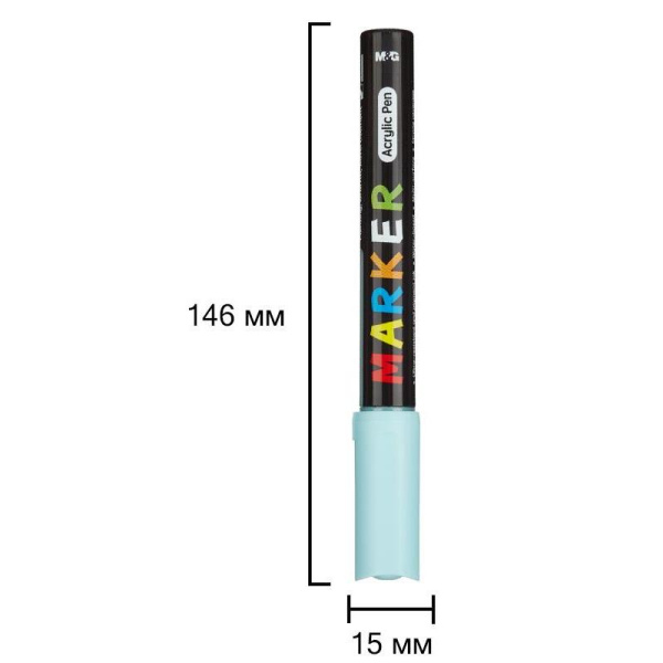 Маркер акриловый M&G водный синий (толщина линии 2 мм) круглый  наконечник