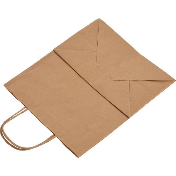 Крафт пакет бумажный коричневый с кручеными ручками 24х28x14 см (250  штук в упаковке)