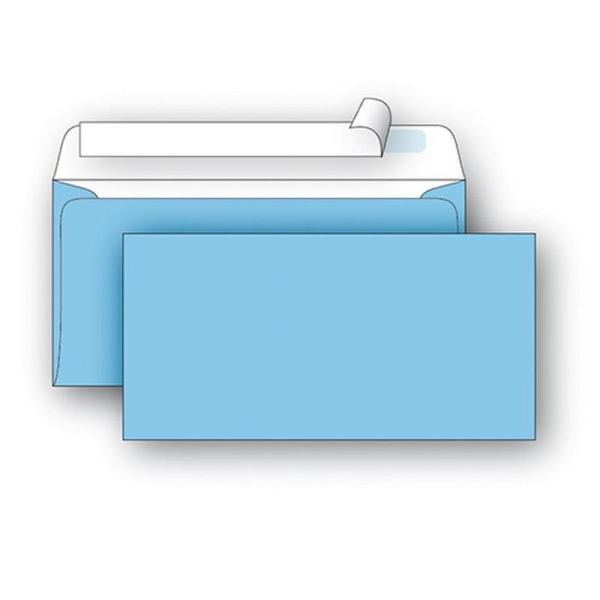 Конверт почтовый Packpost E65 (110x220 мм) голубой удаляемая лента (50 штук в упаковке)