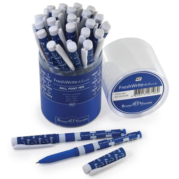 Ручка шариковая неавтоматическая Bruno Visconti FreshWrite Морская синяя (толщина линии 0.7 мм)