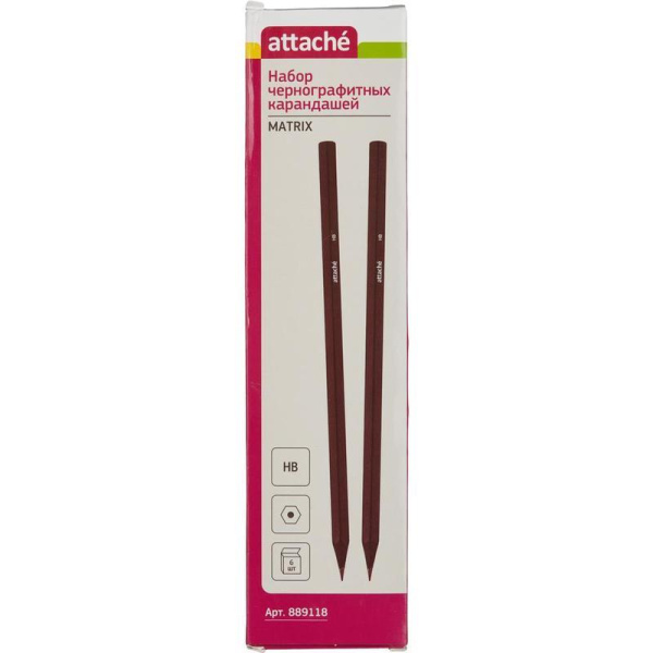 Набор чернографитных карандашей Attache HB заточенный (6 штуки в упаковке)