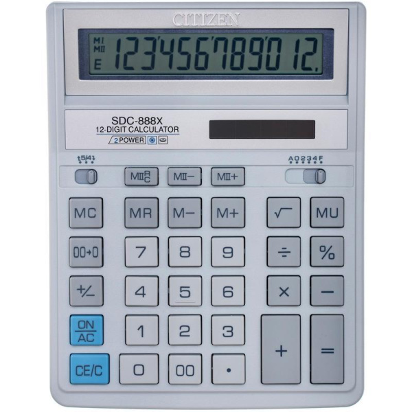 Калькулятор настольный полноразмерный Citizen SDC-888XWH 12-разрядный белый