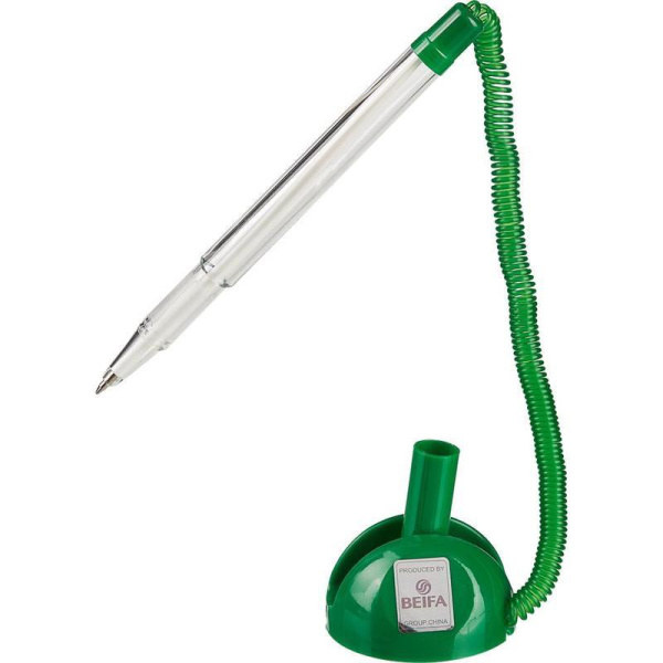 Ручка шариковая на липучке Beifa синяя (зеленый корпус, толщина линии 0.7 мм)