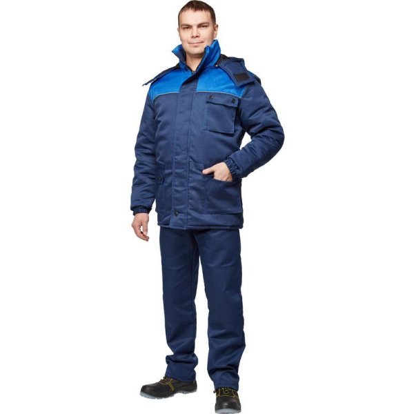 Куртка рабочая зимняя мужская з08-КУ с СОП синяя/васильковая (размер  60-62, рост 170-176)
