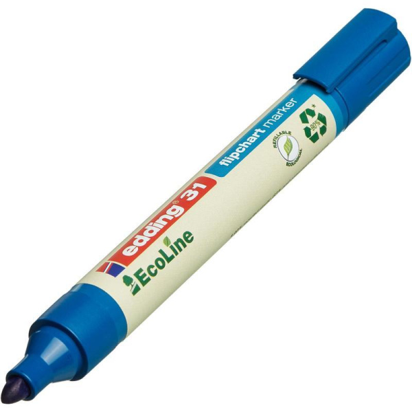 Маркер для бумаги для флипчартов Edding 31/3 Ecoline синий (толщина линии 1.5-3 мм) круглый наконечник
