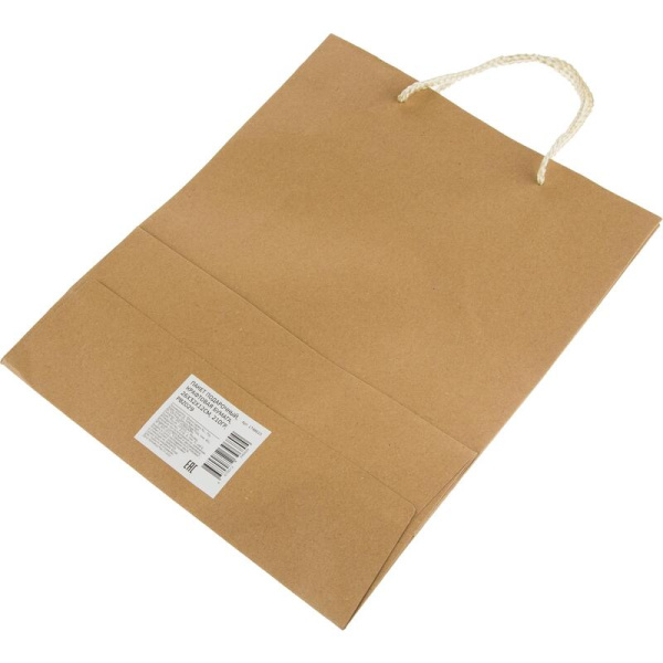 Пакет подарочный из крафт-бумаги (32x26x12 см)