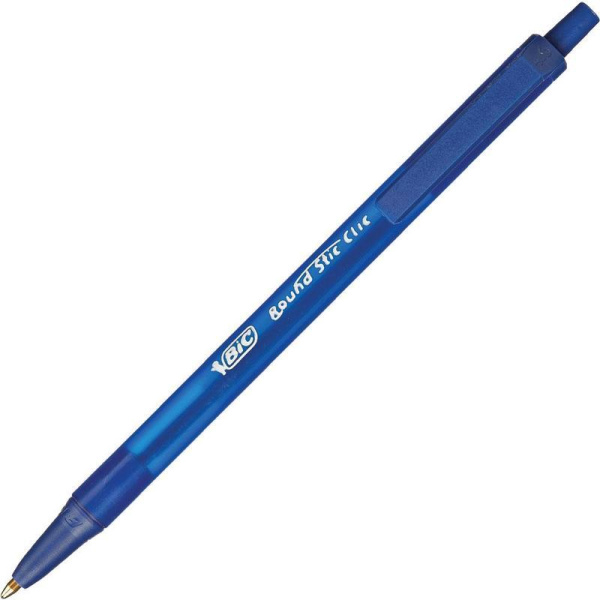 Ручка шариковая автоматическая BIC Round Stic Clic синяя (толщина линии 0.4 мм)