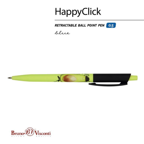 Ручка шариковая автоматическая Bruno Visconti HappyClick Avocado Classic цвет чернил синий цвет корпуса черный/зеленый (толщина линии 0.38 мм)