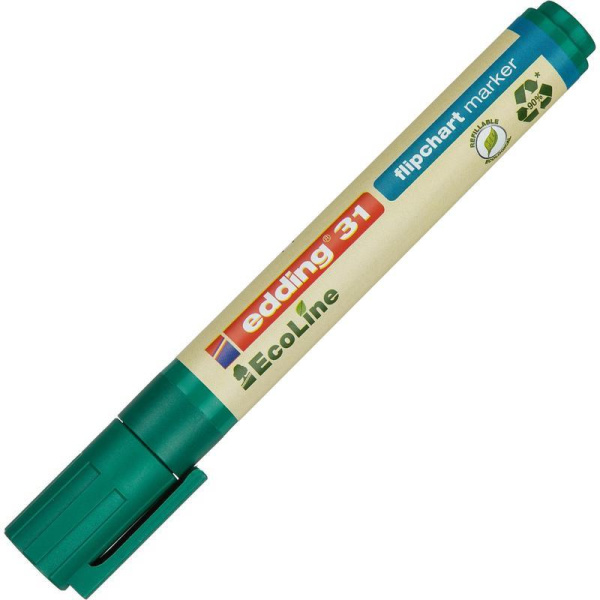 Маркер для бумаги для флипчартов Edding 31/4 Ecoline зеленый (толщина линии 1.5-3 мм) круглый наконечник