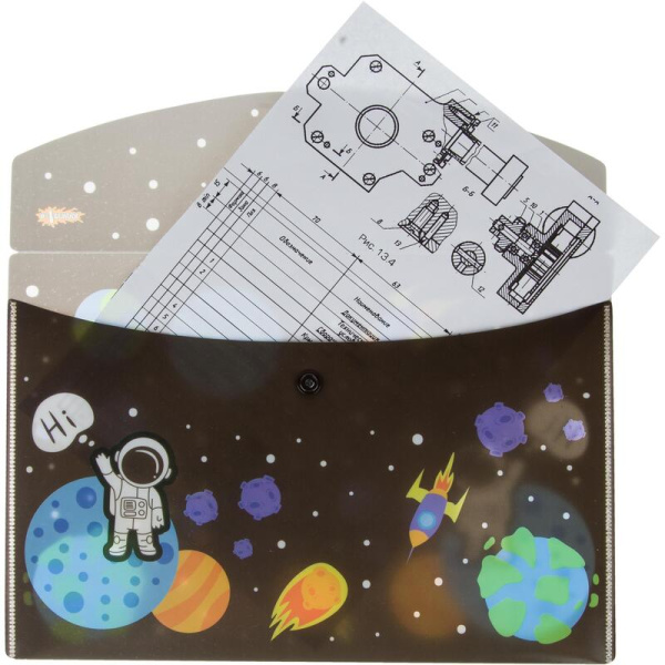 Папка-конверт на кнопке №1 School Space time А5 (2 штуки в упаковке)