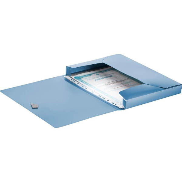 Папка на резинках Attache Metallics А4 40 мм пластиковая до 200 листов  синяя (толщина обложки 0.8 мм)