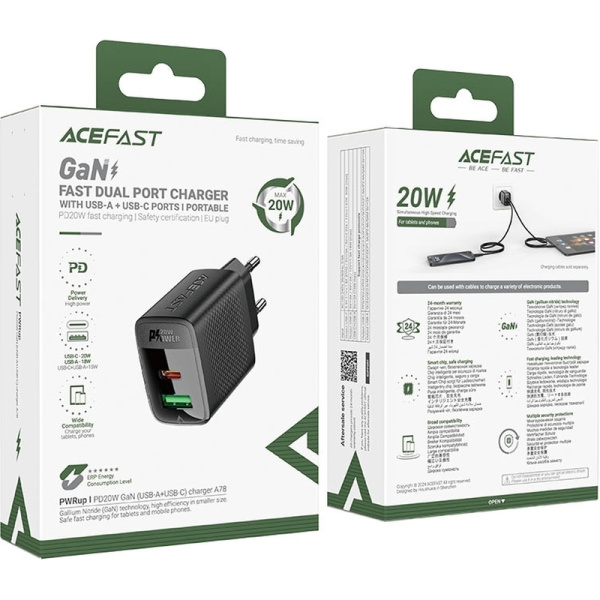 Сетевое зарядное устройство Acefast A78 20 Вт (AF-A78-BK)