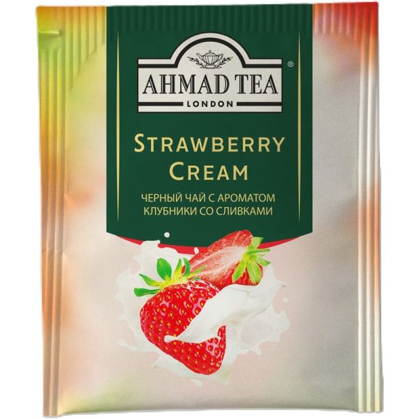 Чай черный Ahmad Tea Strawberry Cream 100 пакетиков (клубника со  сливками)