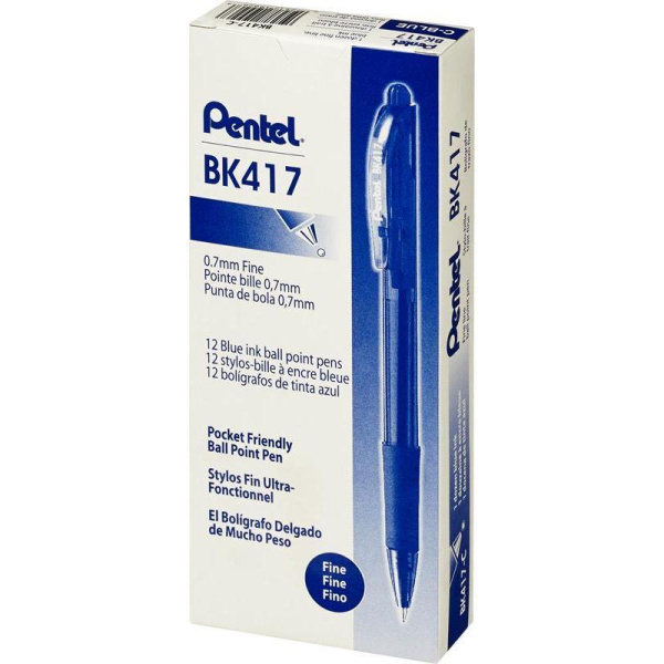 Ручка шариковая автоматическая Pentel BK417-C синяя (толщина линии 0.3 мм)