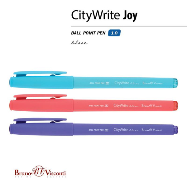 Ручка шариковая неавтоматическая Bruno Visconti CityWrite Joy синяя  (толщина линии 0.7 мм)