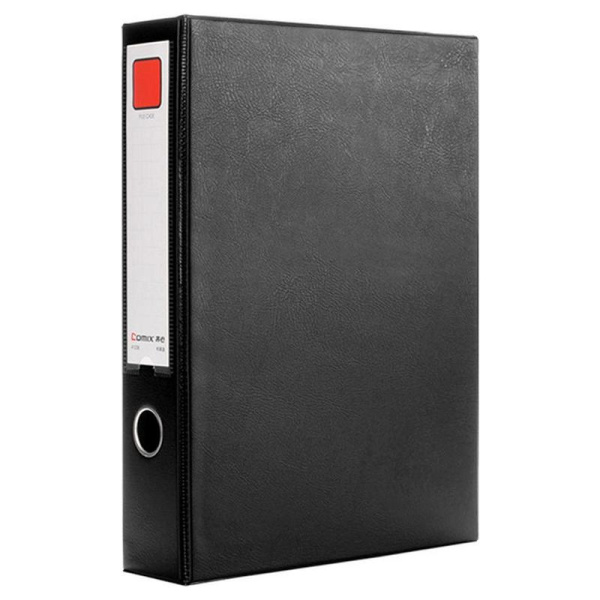 Короб архивный картон/пластик COMIX на кнопке 243x68x325 мм черный до  500 листов
