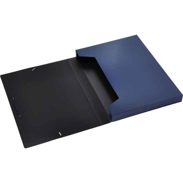 Папка-короб на резинках Комус А4 30 мм пластиковая до 300 листов темно-синяя (толщина обложки 0.8 мм)