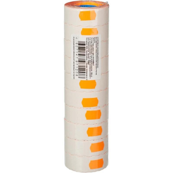 Этикет-лента волна оранжевая 22х12 мм эконом (10 рулонов по 1000 этикеток)