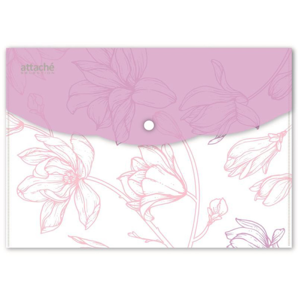 Папка-конверт на кнопке Attache Selection Flower Dreams А5 в ассортименте 180 мкм (6 штук в упаковке)