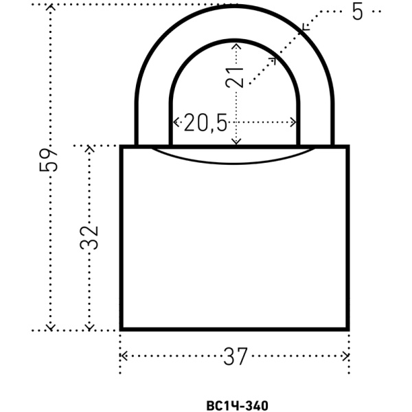 Замок навесной Аллюр ВС1Ч-340 37 мм серый