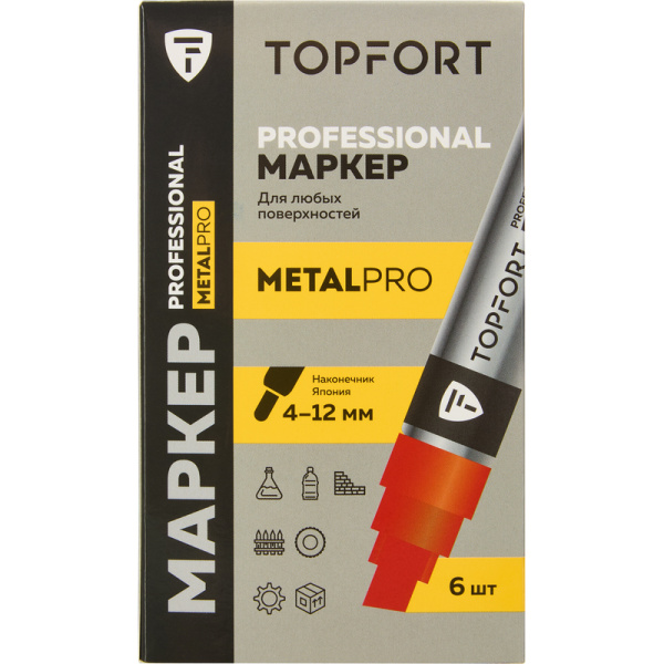 Маркер промышленный TOPFORT MetalPro для универсальной маркировки  красный (4-12 мм)