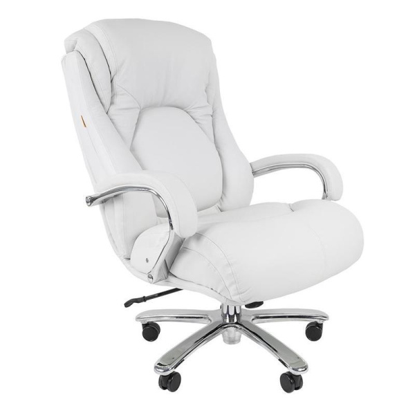 Кресло для руководителя Chairman 402 белое (натуральная кожа с компаньоном, металл)