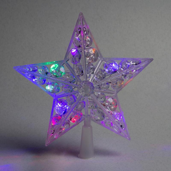 Верхушка светодиодная Звезда белая елочная разноцветный свет 15  светодиодов (22x22 см)