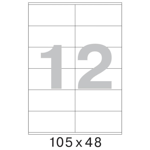 Этикетки самоклеящиеся Promega label 105х48 мм 12 штук на листе белые  полуглянец (25 листов в упаковке)