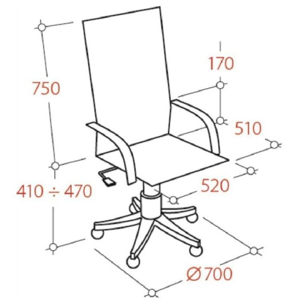 Кресло для руководителя Easy Chair 570 МL черное (натуральная кожа, металл)