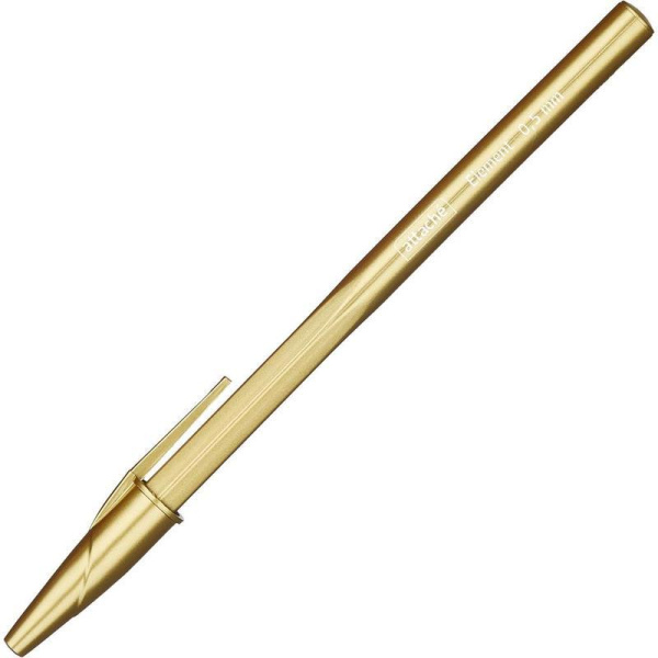 Ручка шариковая Attache Element синяя (золотистый корпус, толщина линии 0.5 мм)