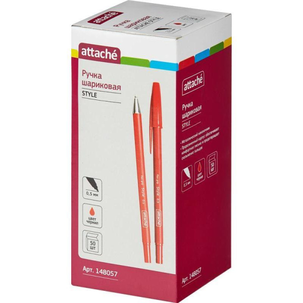 Ручка шариковая Attache Style красная (толщина линии 0.5 мм)