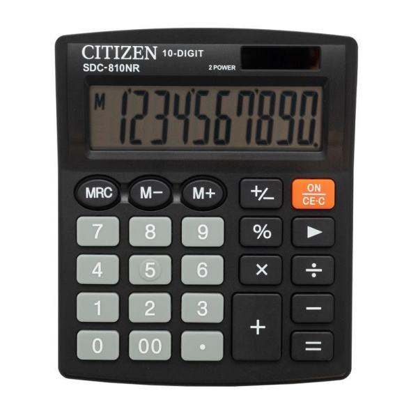 Калькулятор настольный компактный Citizen SDC-810NR 10-разрядный черный