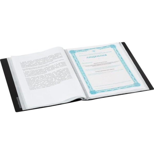 Папка файловая на 60 файлов Комус A4 25 мм синяя с внутренним карманом (толщина обложки 0.8 мм)