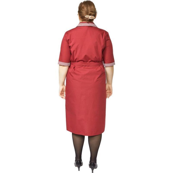 Халат для горничных и уборщиц у01-ХЛ с коротким рукавом бордовый (размер 56-58, рост 158-164)