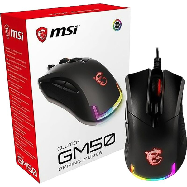 Мышь проводная MSI Clutch GM50 черная (S12-0401770-PA3)